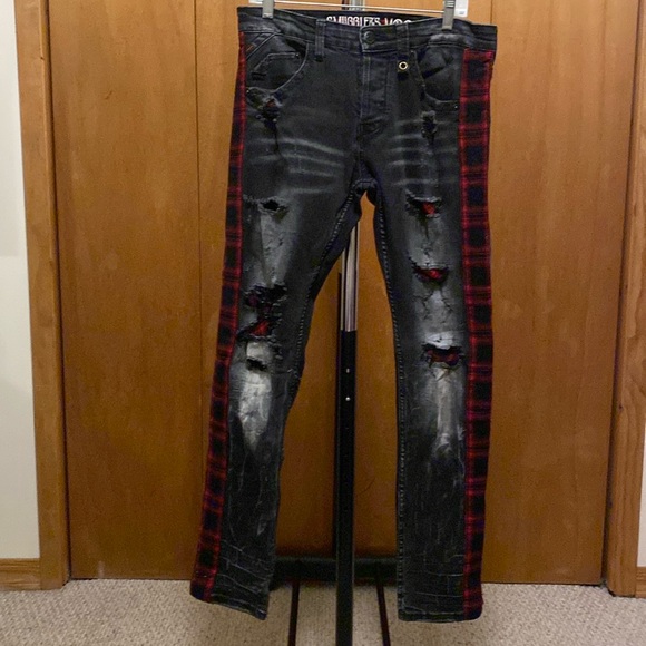 Smuggler’s Moon Speak Easy Tred Carefully Distressed Men’s Jeans Sz 32x32 - Picture 1 of 14